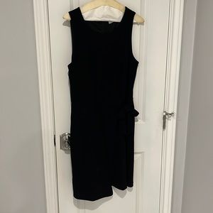 Loft black stretch sleeveless dress with tie waist